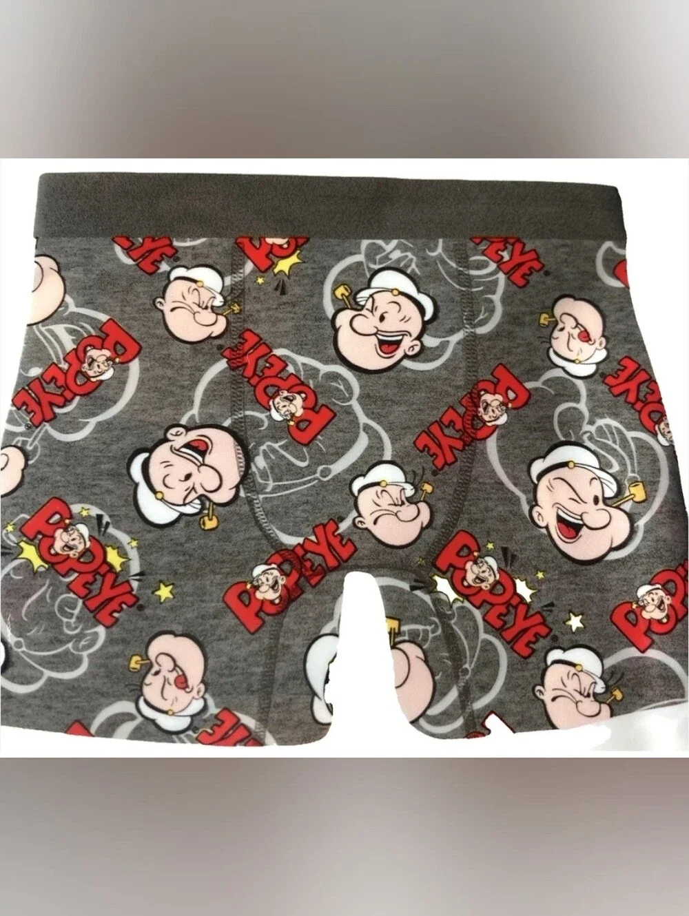 Men's Gray Popeye Print Boxer Briefs - Character Cotton Blend